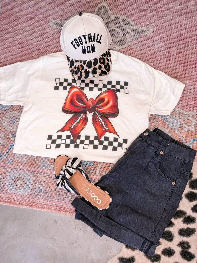 Football Bow Checkered Tee