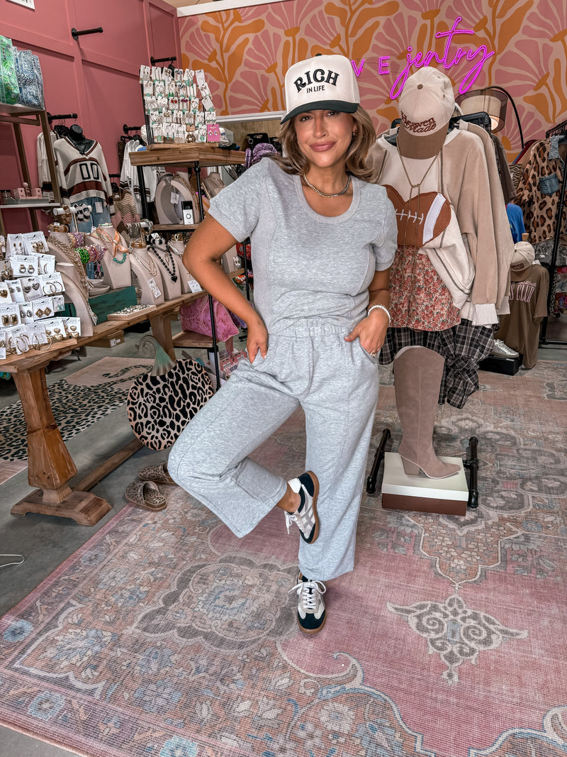 Stay In Crop Pant Set (Grey)