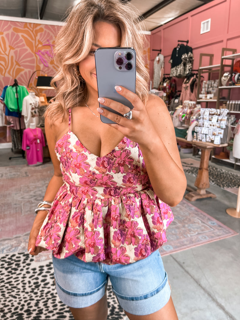 Floral Peplum Tank