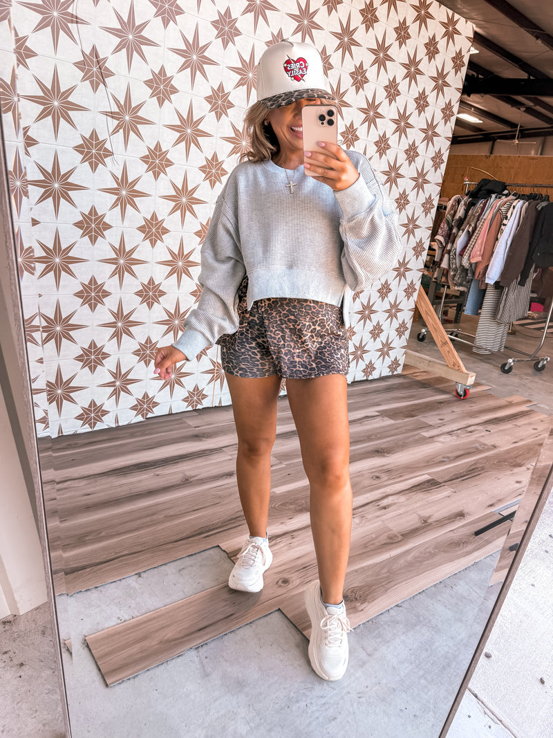 Waffle Knit Pullover (Heather Grey)