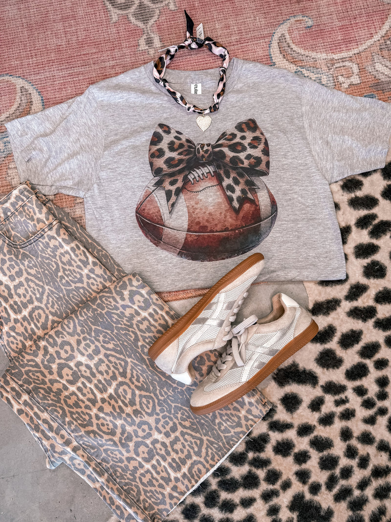 Leopard Football Bow Tee