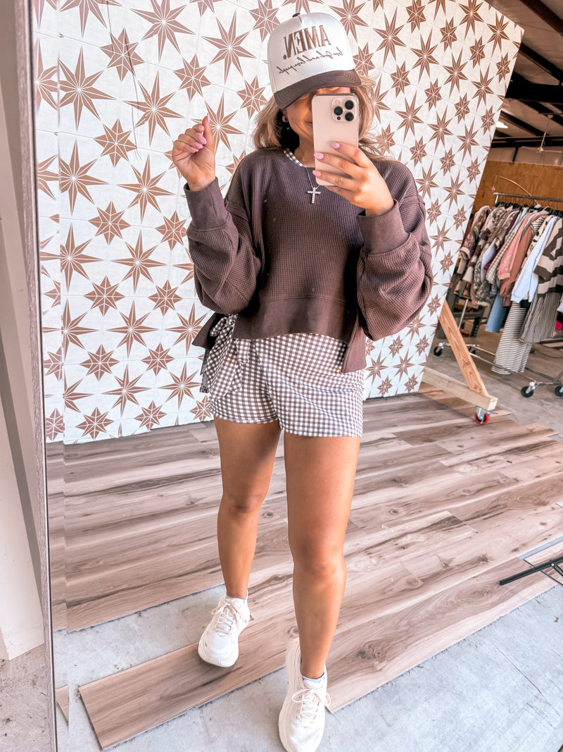 Waffle Knit Pullover (Brown)