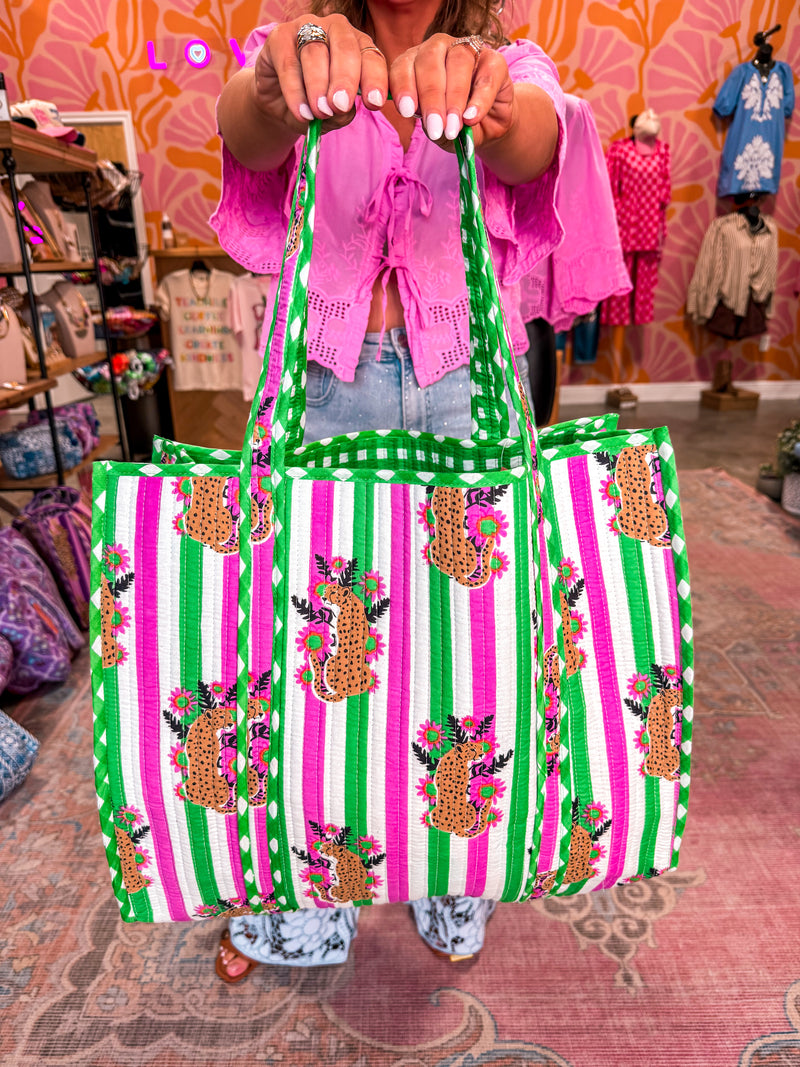 Jaguar Print Tote Quilted