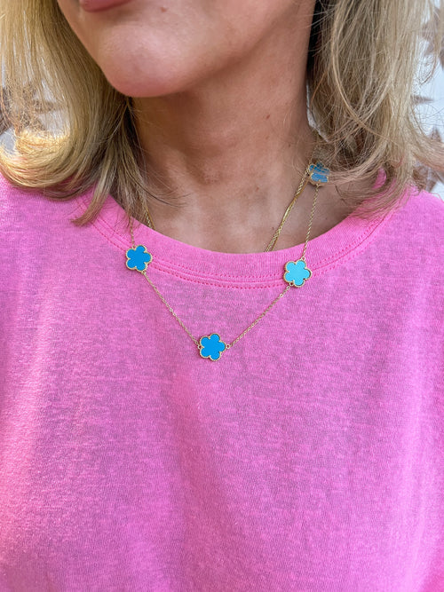 Adeline Clover Necklace Turquoise