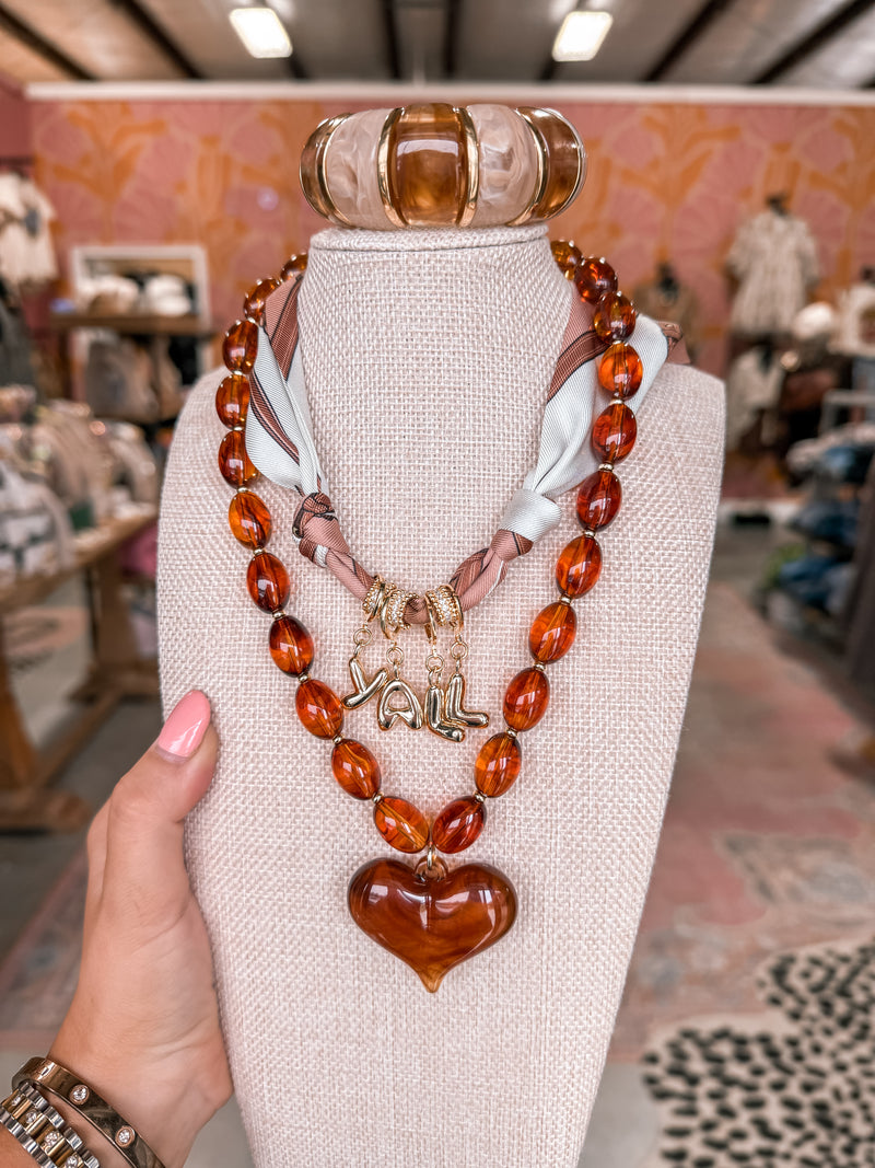 Roxie Tortoise Beaded Heart Necklace