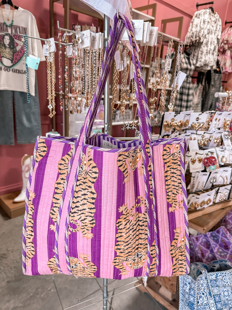 Tiger Pink Quilted Tote
