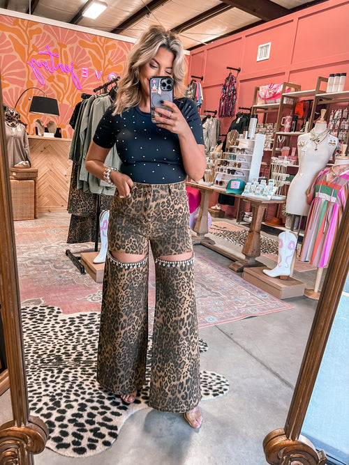 Rhinestone Leopard Pants