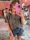 Mocha Leopard Zip Top