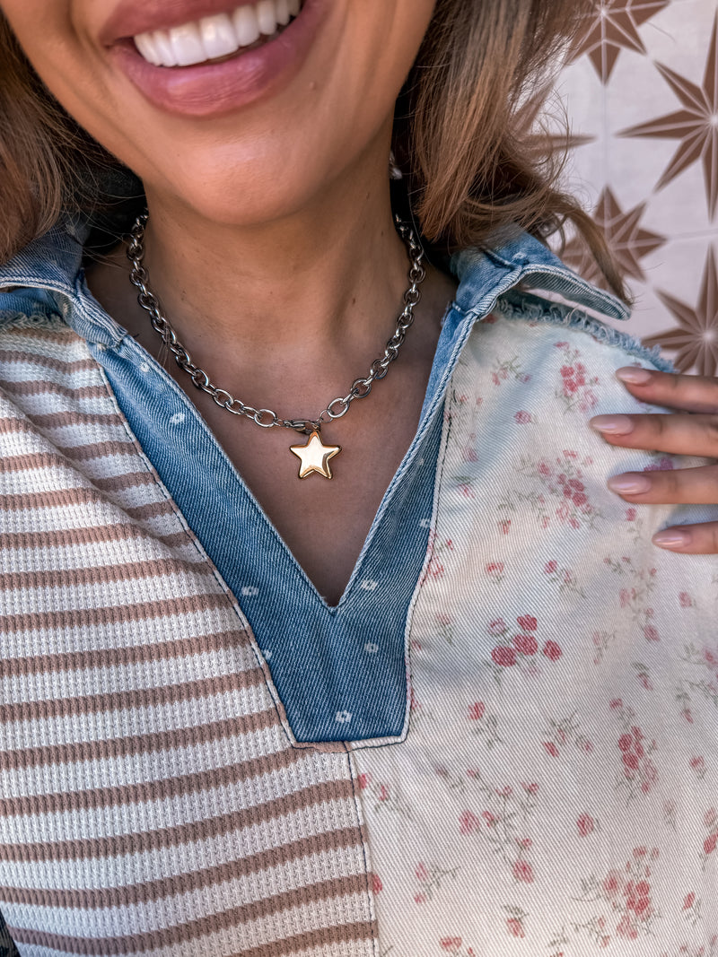 2 Toned Star Necklace
