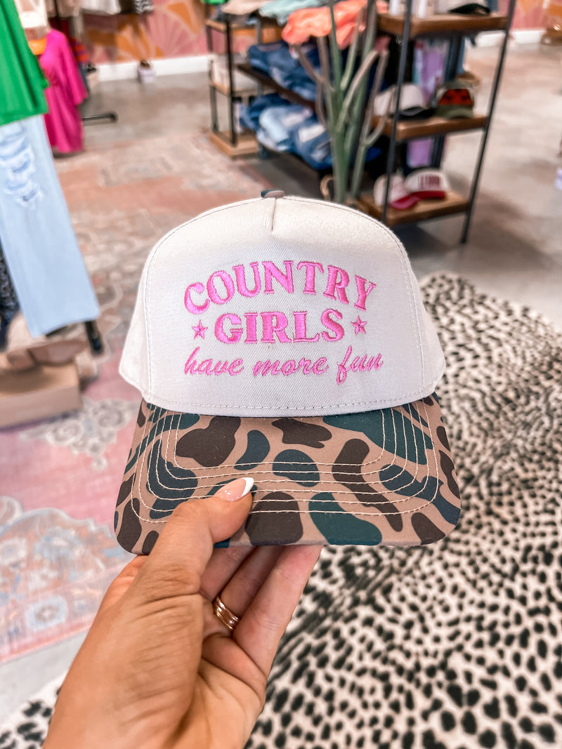 Country Girls Have More Fun Hat (Pink Puff)