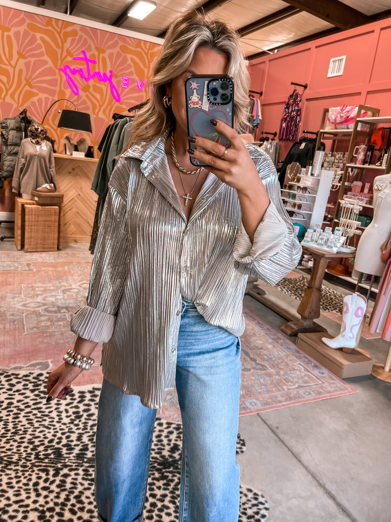 All That Glitters Button Down Top