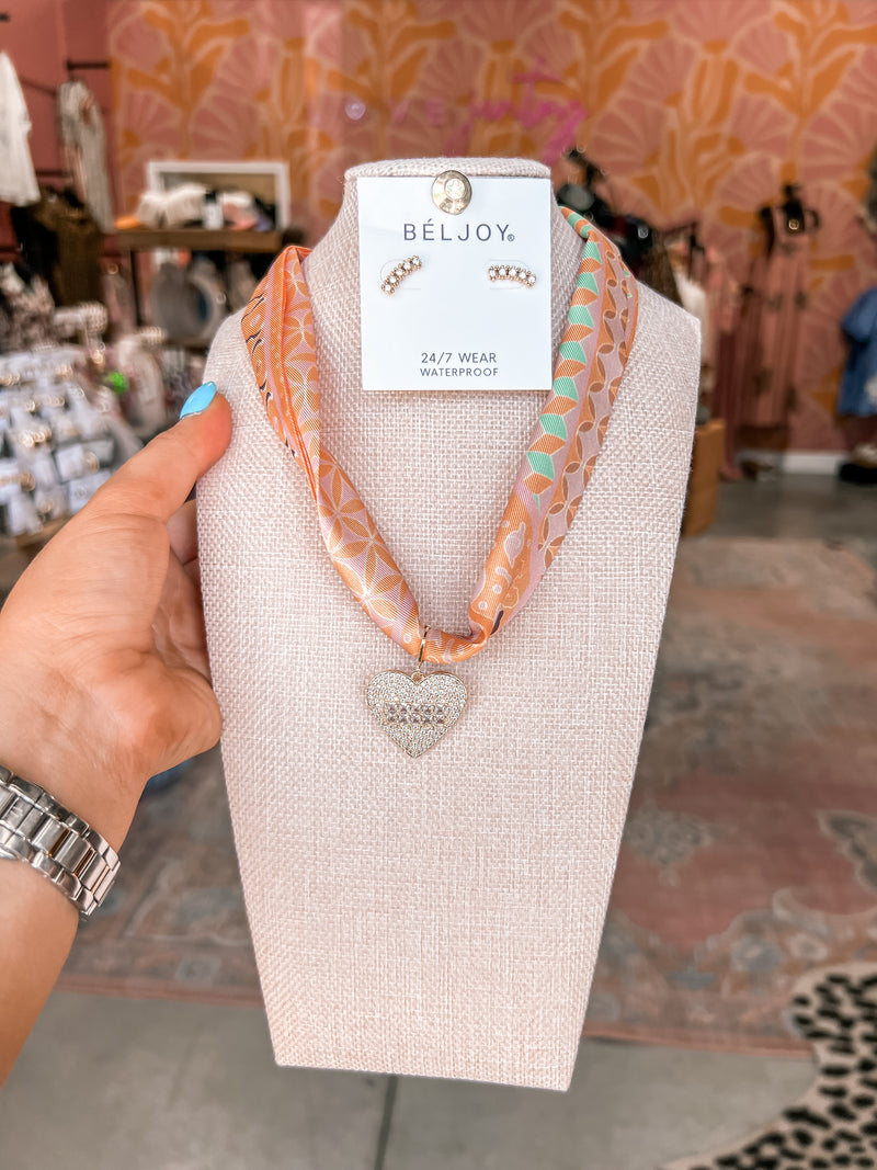 Rustic Orange Scarf Necklace