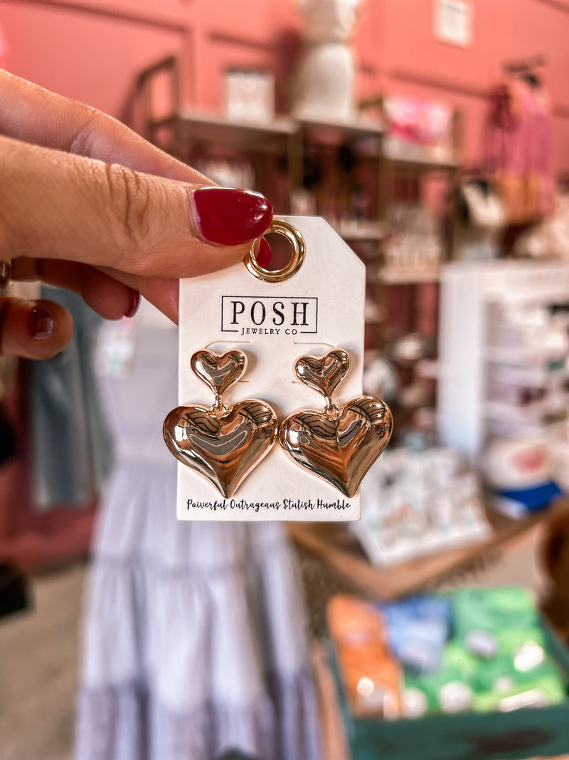 Double Heart Post Earring