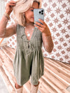 Thanks A Latte Romper (Olive Wash)