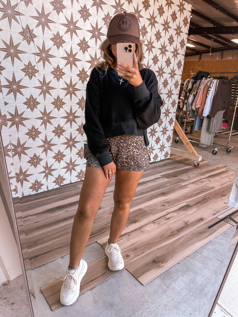 Waffle Knit Pullover (Black)