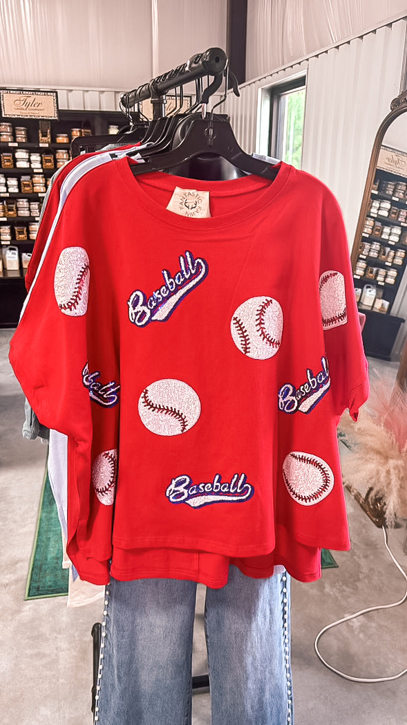 Baseball Sequin Tee