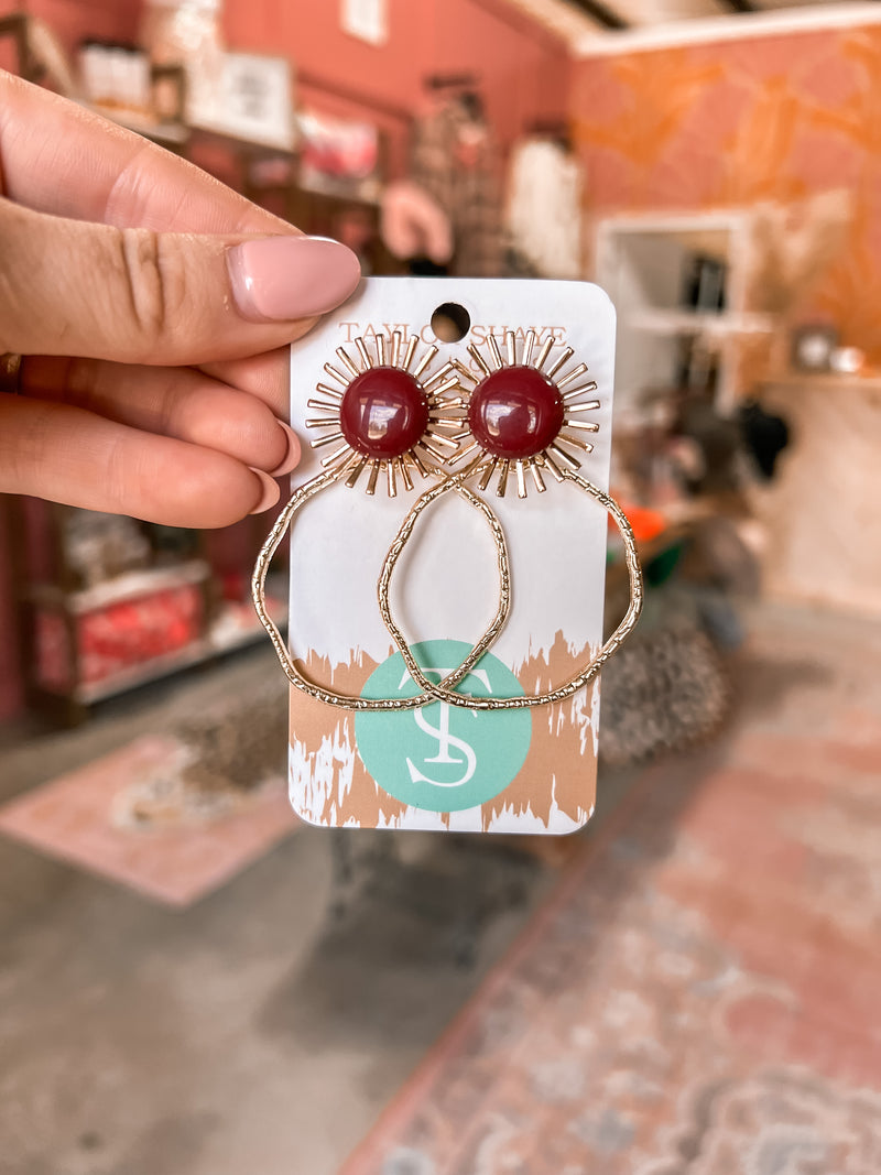 Gameday Sunburst Earring (Maroon)